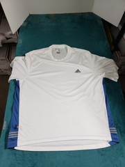 Adidas Shirt Size Extra Large Mens White Blue Short Sleeve Comfort Gym Running