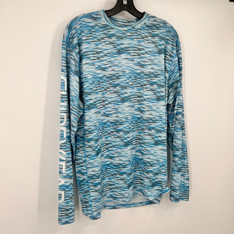 Cabelas Guidewear Mens Blue Geometric UPF 50 Fishing Performance Shirt Large L gallery