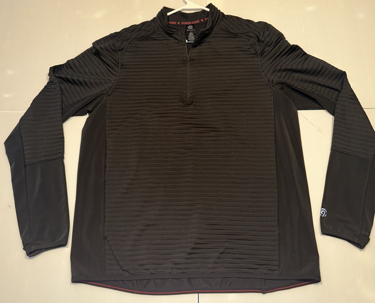 Champion Power Core Men's L Black Long Sleeve Running 1/4 Zip Pullover Shirt gallery