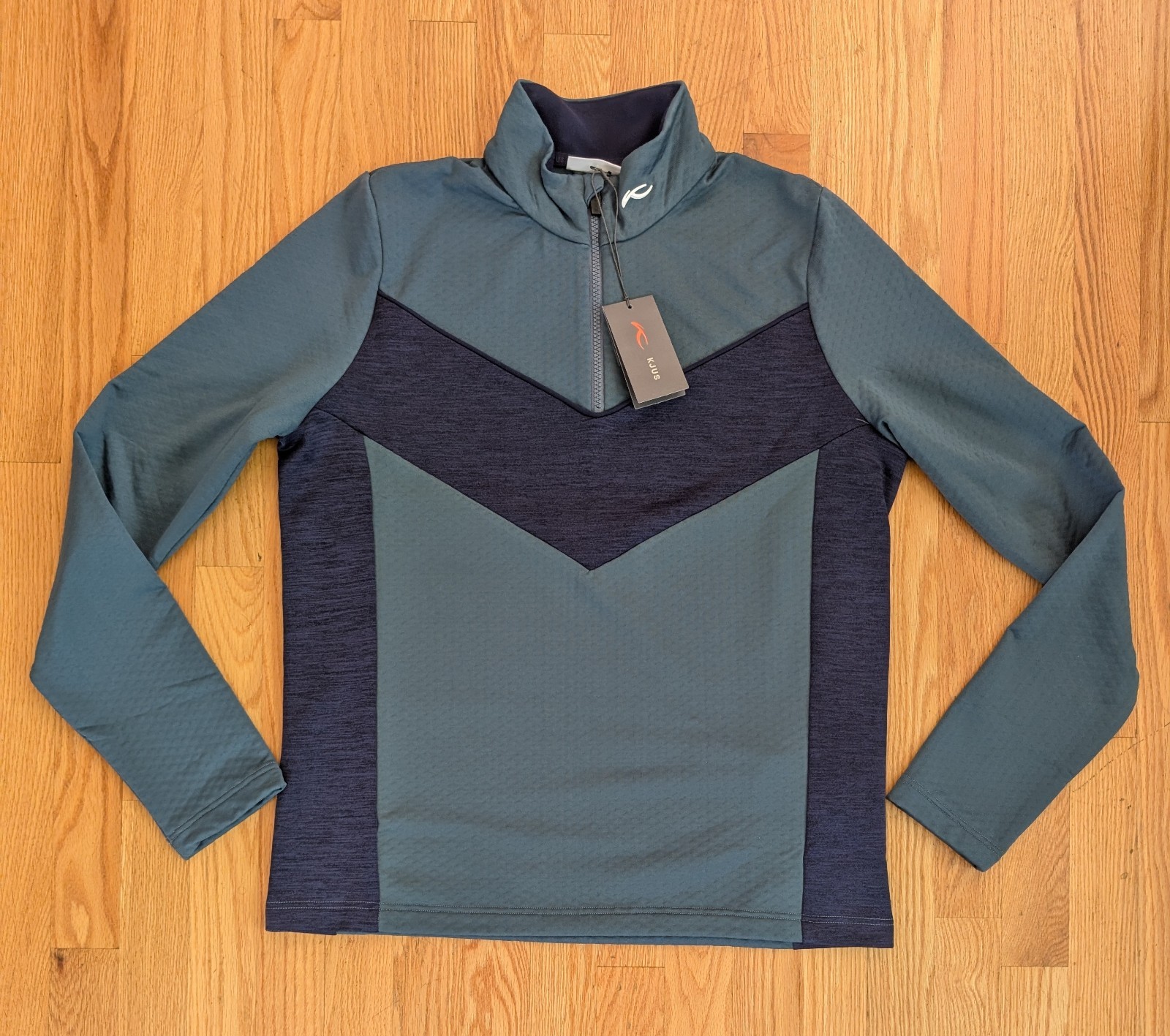 NWT KJUS Damon Midlayer Half-Zip Men’s S 48 Blue Polyester Wool Golf Pullover gallery