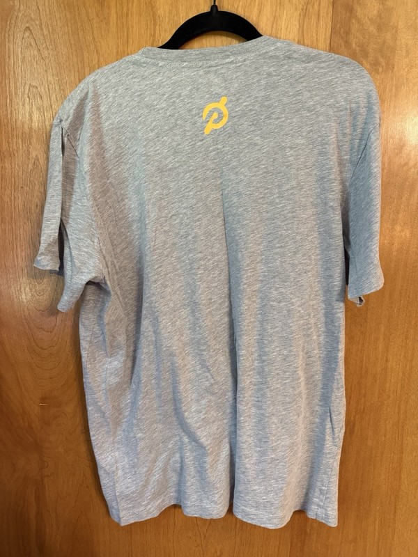Peloton Shirt Large Grey Tee Active Workout Short Sleeve Floral Logo Cycle Train gallery