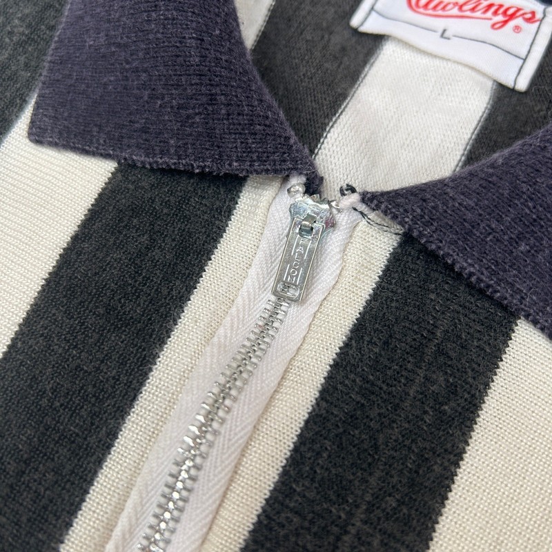 Vintage Rawlings Referee Jersey 60s 70s Black White Striped Quarter Zip Shirt L gallery