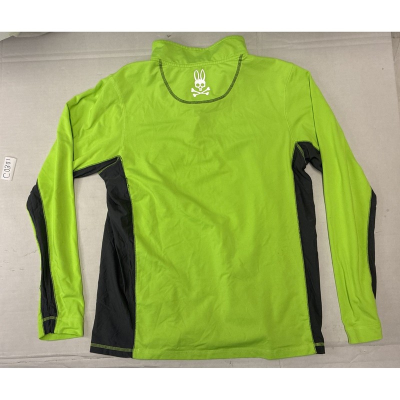 Psycho Bunny Mens Lime Green Quarter Zip Pullover Long Sleeve Shirt gallery