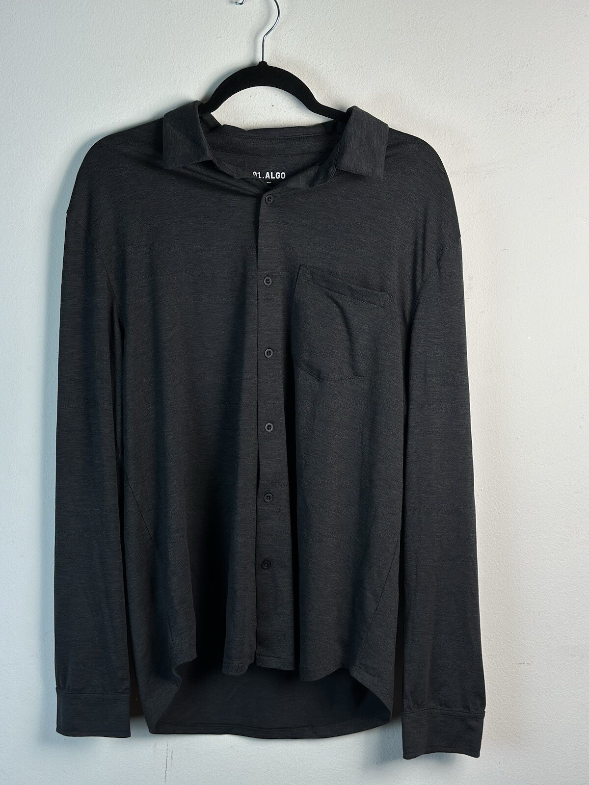 01.ALGO Performance Sun UPF 50 Repel Button Down Shirt Men’s L Black Gray gallery