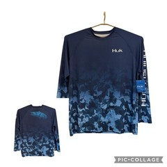 Huk Pursuit Refraction Fish Fade Shirt San Sal Wahoo Mens XL Long Sleeve NEW