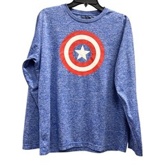 MARVEL Captain America Heather blue long sky dri fit men’s top sz M