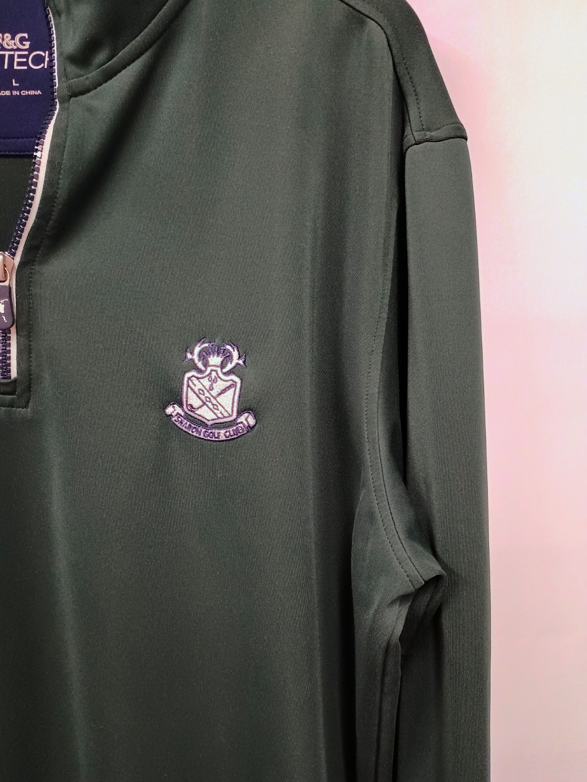 Fairway Greene Jacket Mens Large Green Sharon Golf Club 1/4 Quarter Zip Pullover gallery