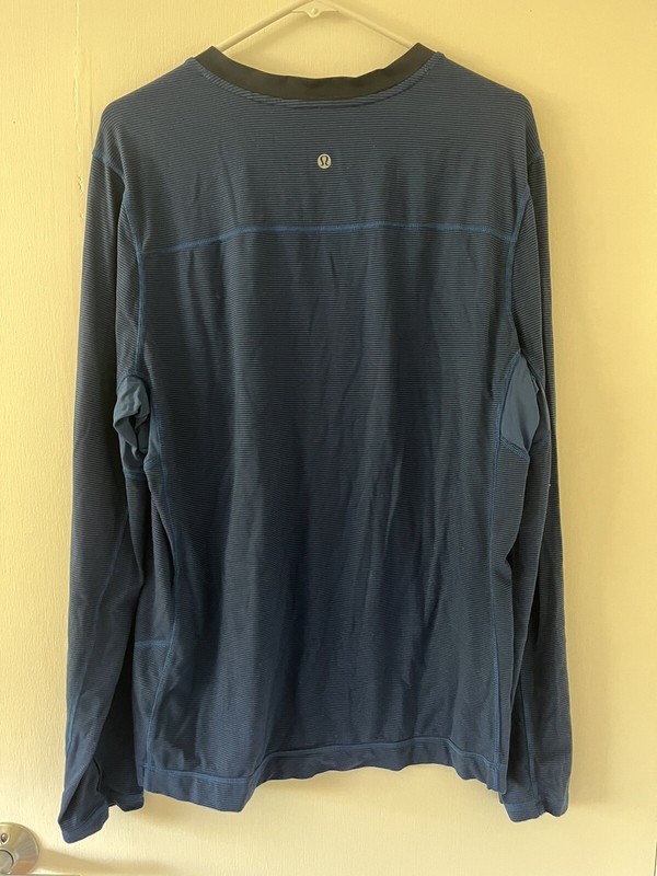 lululemon Surge Warm Long Sleeve (rulu), Stripes - Black and Blue, Size XL, *OBO gallery