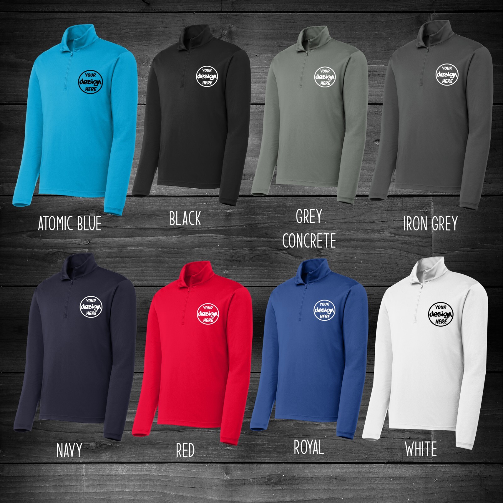 Ink Stitch Men Custom Add Logo Texts Embroidery Posi-charge Quarter Zip ups gallery