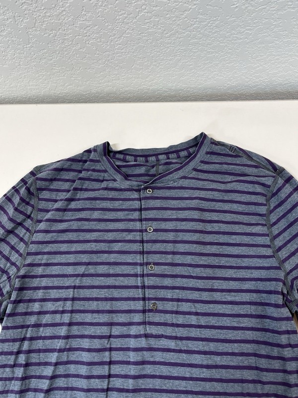 Gray Purple Striped Lululemon Long Sleeve Casual Shirt Men's L Large gallery