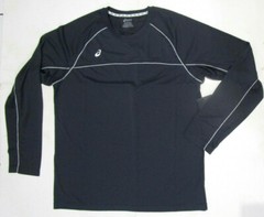 Asics Motion Dry Long Sleev Club Runnig Top, New Black Silver Reflective Sz XL