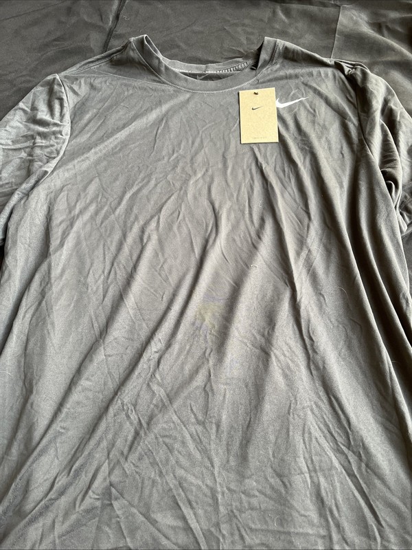 Nike Mens Cotton Crewneck Solid Dri-FIT Training T-Shirt Grey XLT DX0989-060 gallery