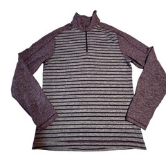 Lululemon Surge Warm 1/2 Zip Yachtie Stripe Dark Slate Deep Zinfandel Mens Large
