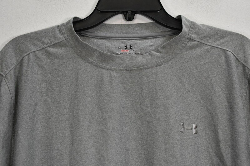 Under Armour Mens Solid Gray Short Sleeve Crew Neck Heatgear Blank T Shirt L gallery