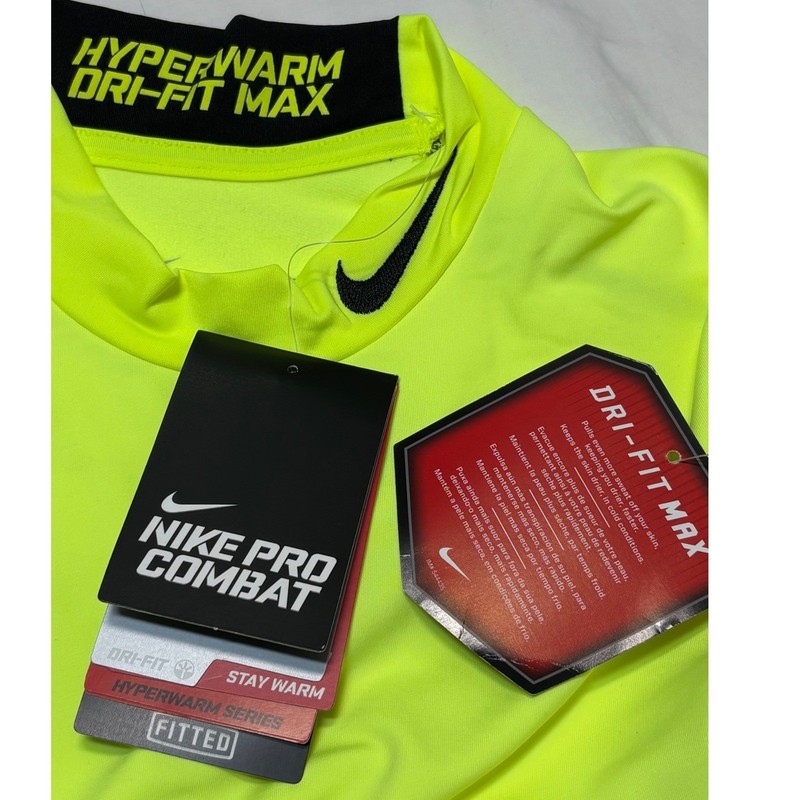 Nike Pro Combat Hyperwarm Max Fitted Mock Neck Mens Medium Volt 479925-702 NWT gallery