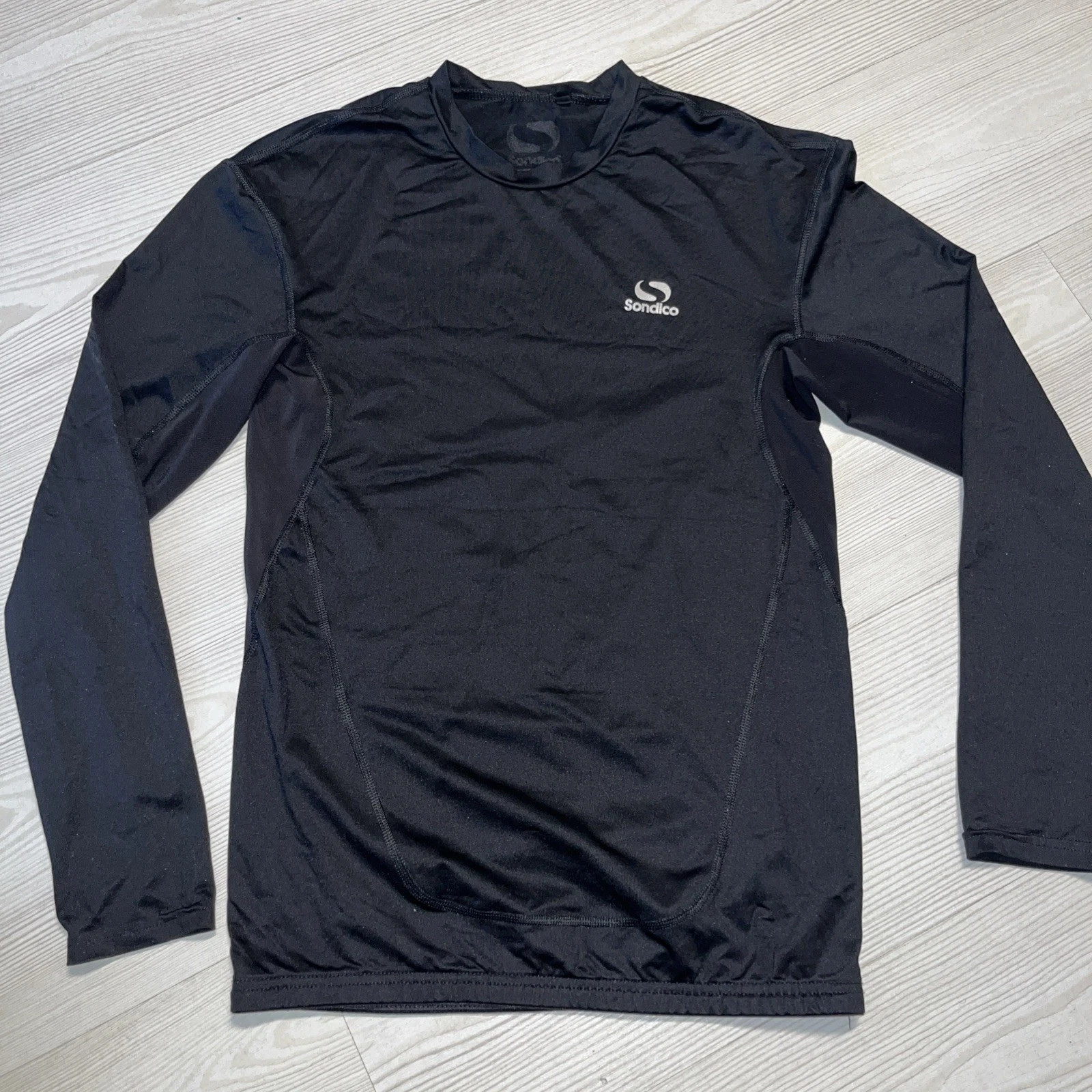 Sondico Men’s Large Training Top with Mesh Side LongSleeve Black Size L P2P 17.5 gallery