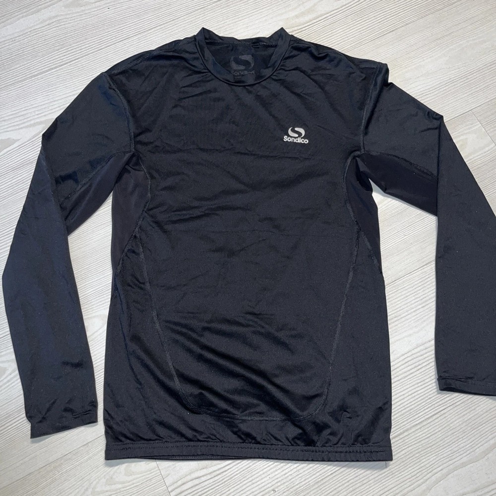 Sondico Men’s Large Training Top with Mesh Side LongSleeve Black Size L P2P 17.5
