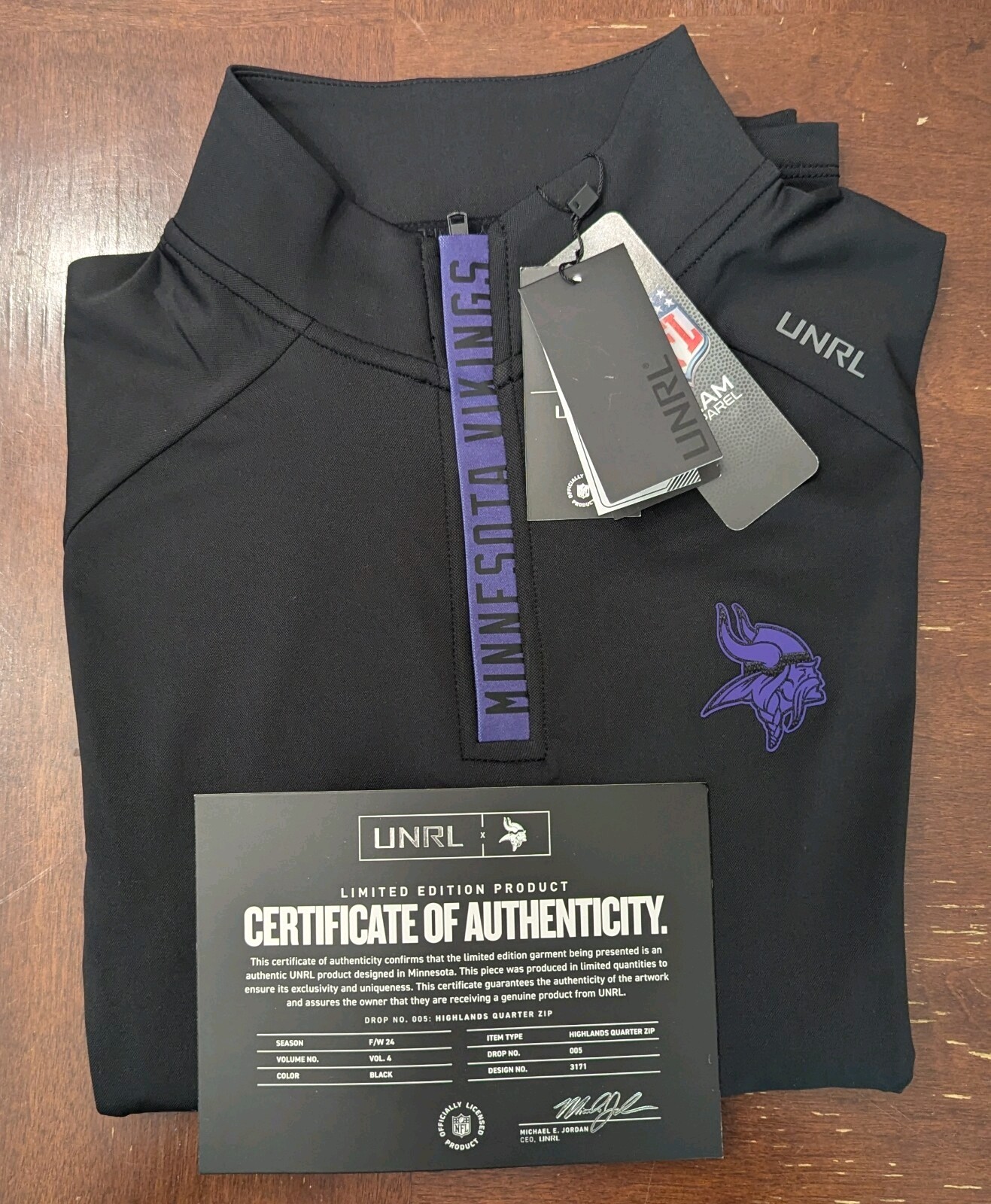 UNRL x Minnesota Vikings Black Highlands Quarter Zip (Size M) ~ NWT ~ Volume 4 gallery