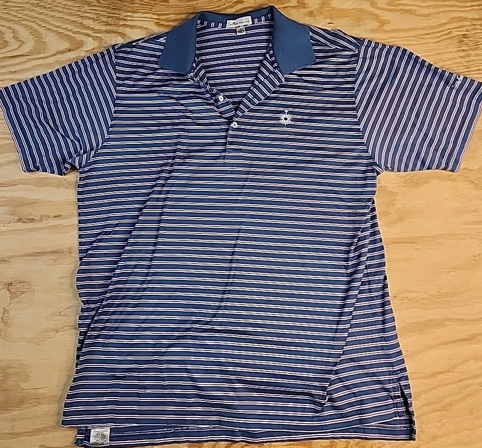 Peter Millar The Grand Logo Soft Cotton Golf Lightweight Polo Shirt Mens Large gallery