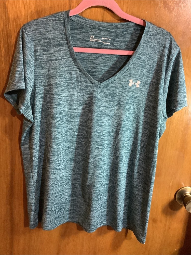 Under Armour Heatgear V- Neck Loose Fit Unisex Athletic T-Shirt XL Green