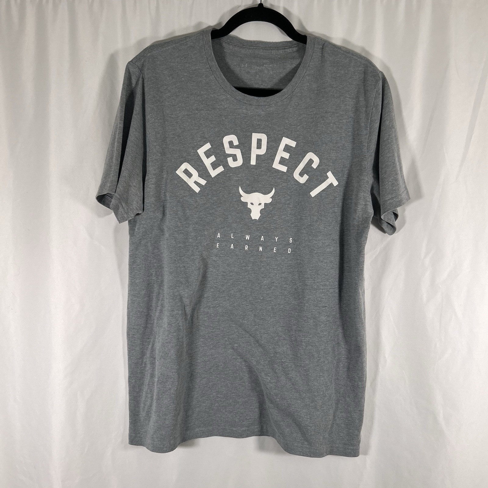 Under Armour Project Rock Shirt Men's Medium Grey Respect Crew Neck Short Sleeve gallery