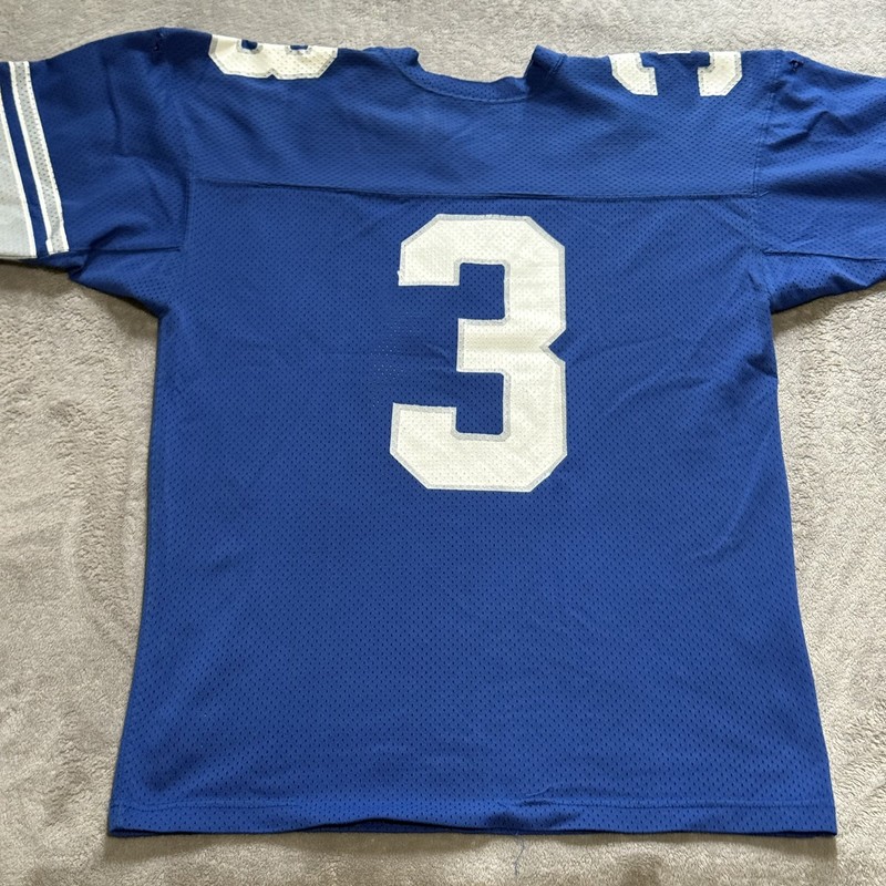 Vintage Champion # 3 Blue Football Jersey Size Large Made USA 70s 80s gallery