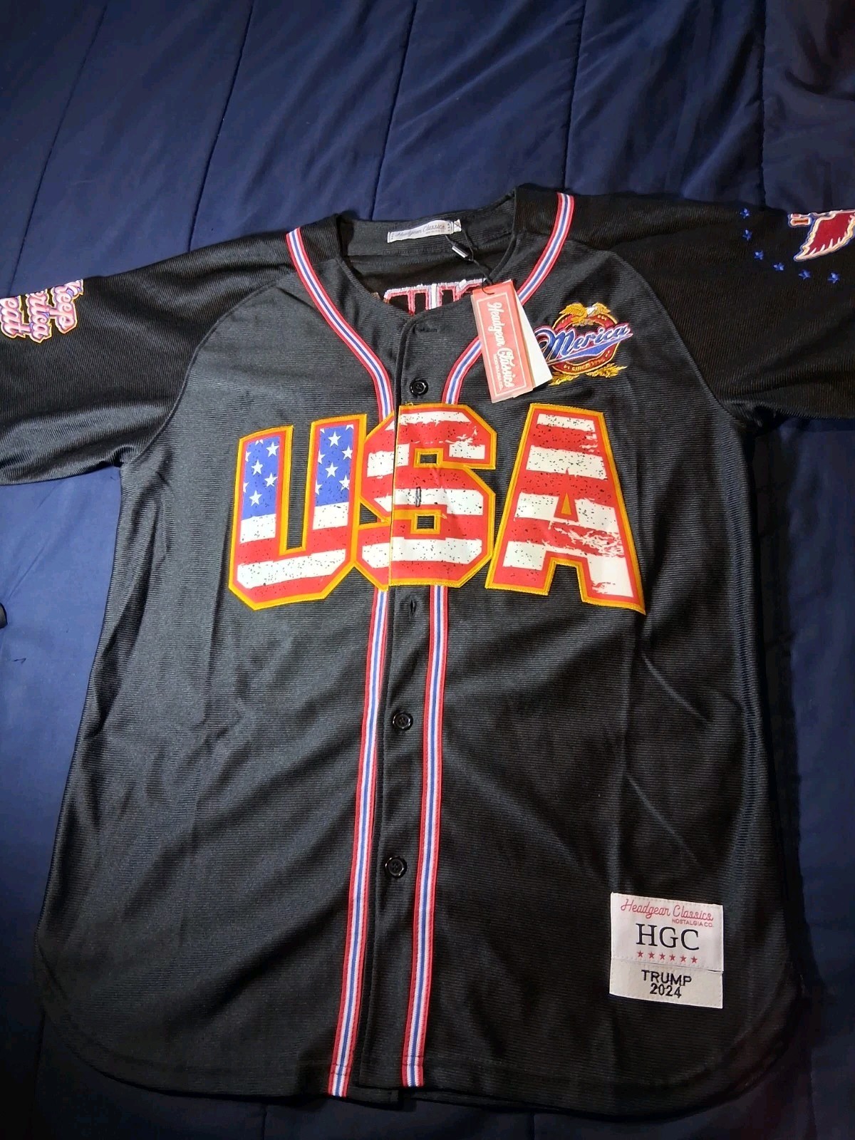 Donald Trump Headgear Classics 2024 USA Button-up Jersey Donald Size Large gallery