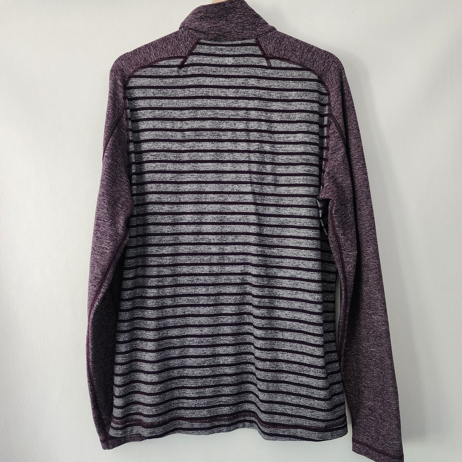 Lululemon Metal Vent Tech 1/2 Zip Purple Striped Pullover Mens Large gallery