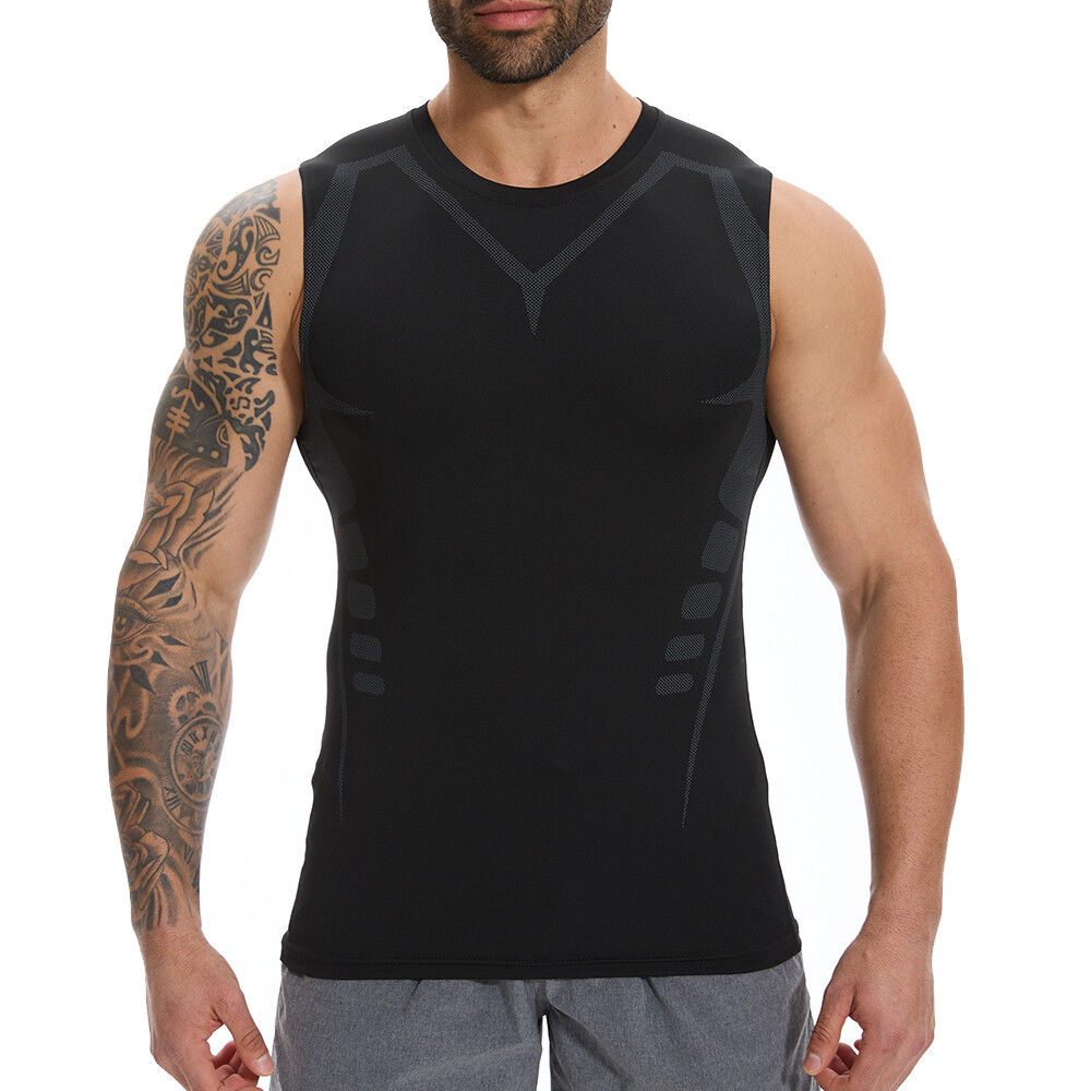 Men Compression Shirt Version Ionic Shaping Sleeveless Vest Sport Tank Top S-2XL gallery