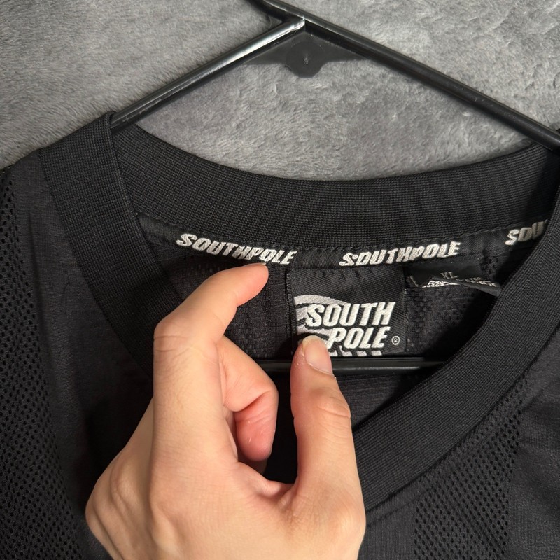 Southpole Jersey Mens XL Black Mesh Stripe V-Neck Streetwear Fundamentals gallery