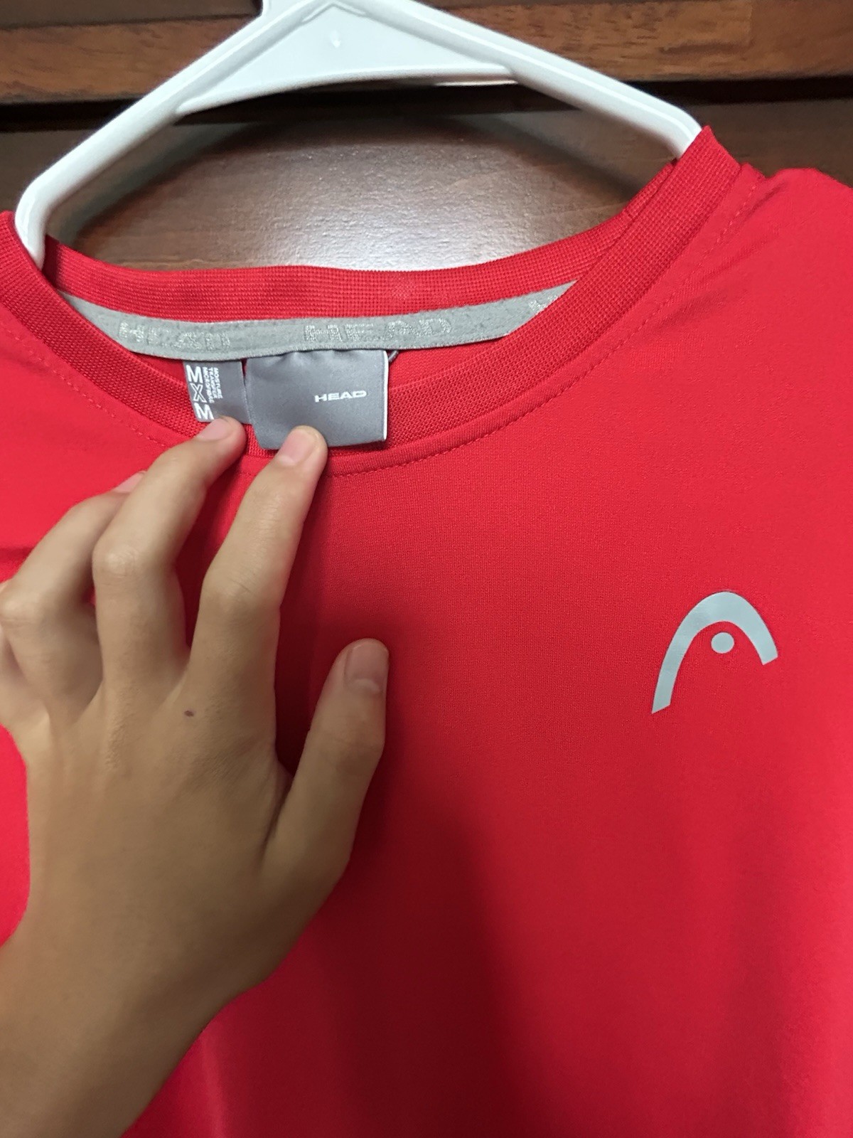 HEAD Men’s Red/Gray/White Colorblock Tennis Shirt Short Sleeve Crew Neck, small gallery