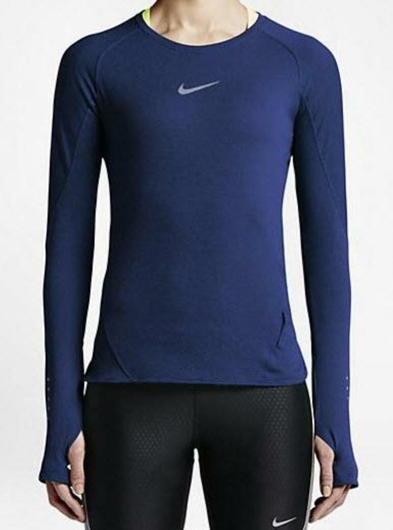Nike Men's Aeroreact Long Sleeve Training Top Navy Blue Large $115 Value gallery