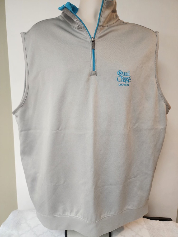 Antigua Gray and Blue Men's Golf 1/4 Zip Vest Quail Chase Golf Club XL