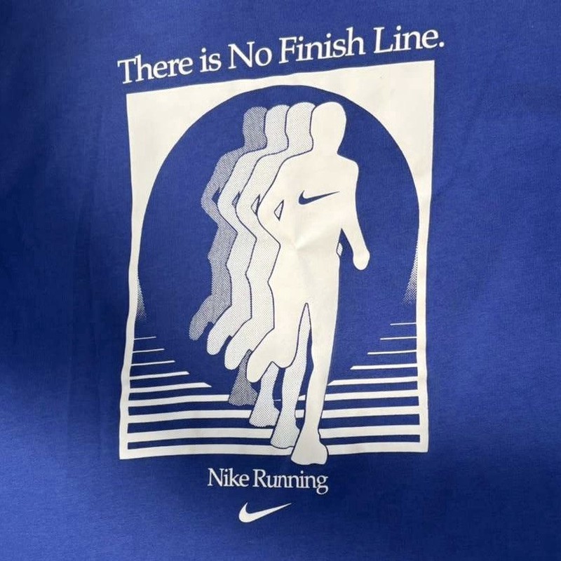 Nike Dri-Fit Running Tee Mens M Blue “There Is No Finish Line” Retro Shirt gallery