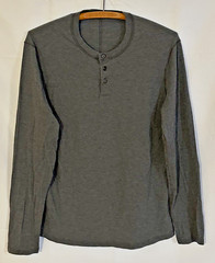 Lululemon Men’s Small Charcoal Gray Basic Henley Long Sleeve T-Shirt Tee