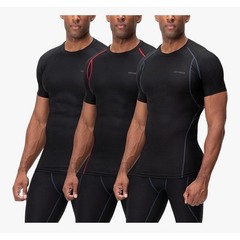 DEVOPS 3 Pack Men XL Compression Shirts Black Short Sleeve Athletic Workout Tops