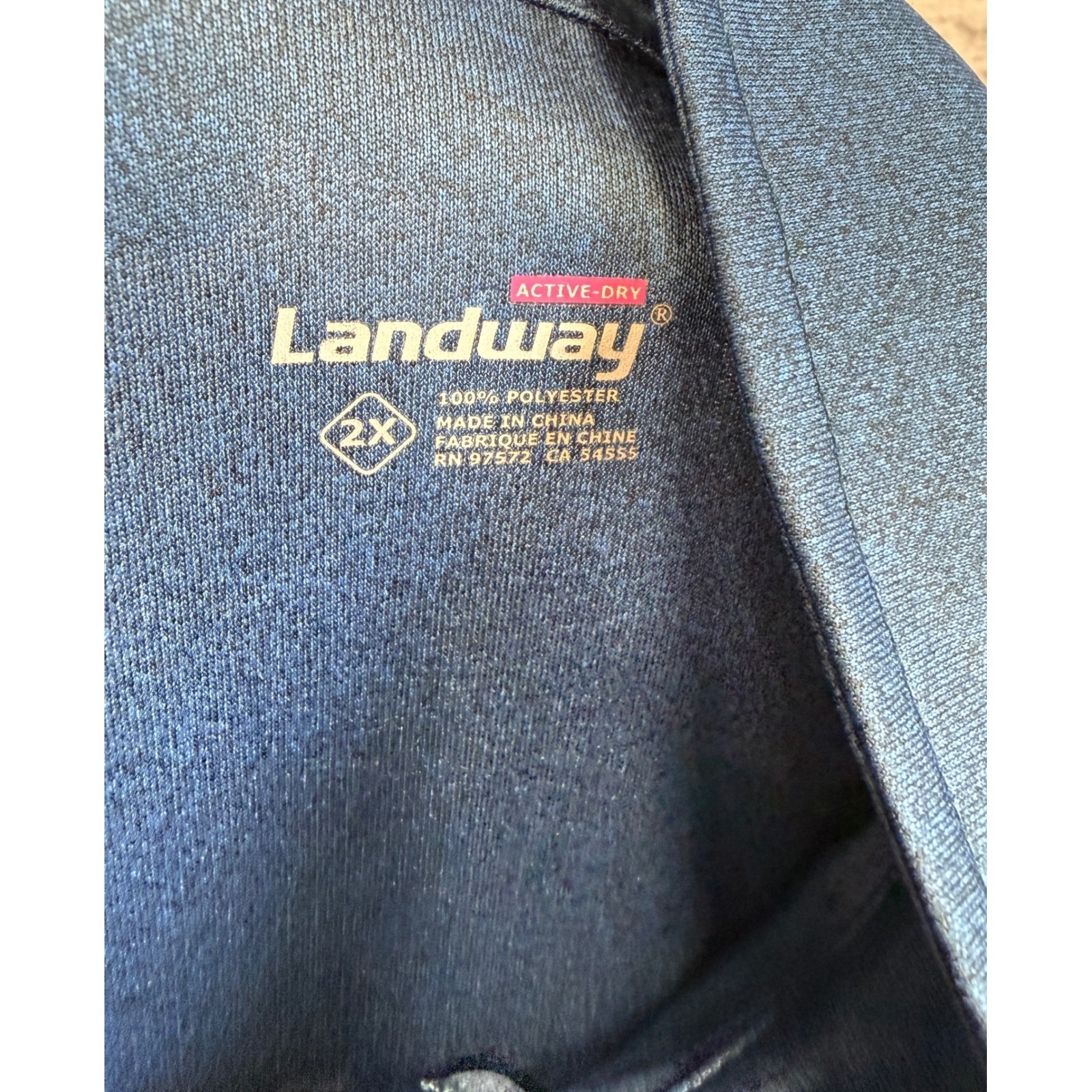 Landway Active-Dry Thrive Mens 2X Blue Heather Quarter Zip Pullover Long Sleeve gallery