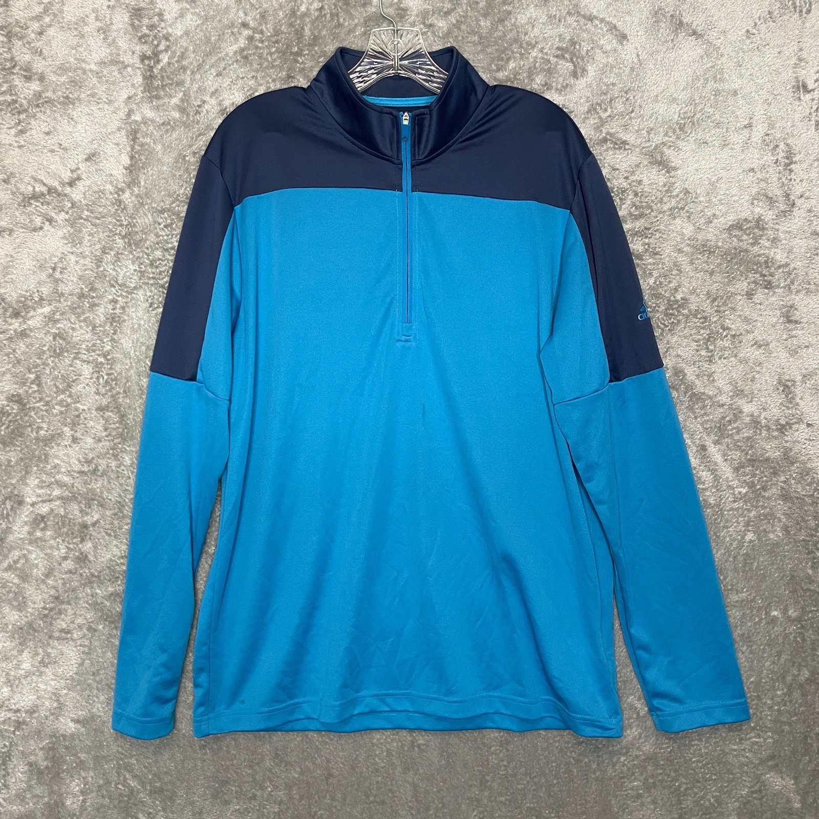 adidas Men Primegreen Colorblock Essentials UPF 1/4 Zip Pullover Stretch Blue L gallery