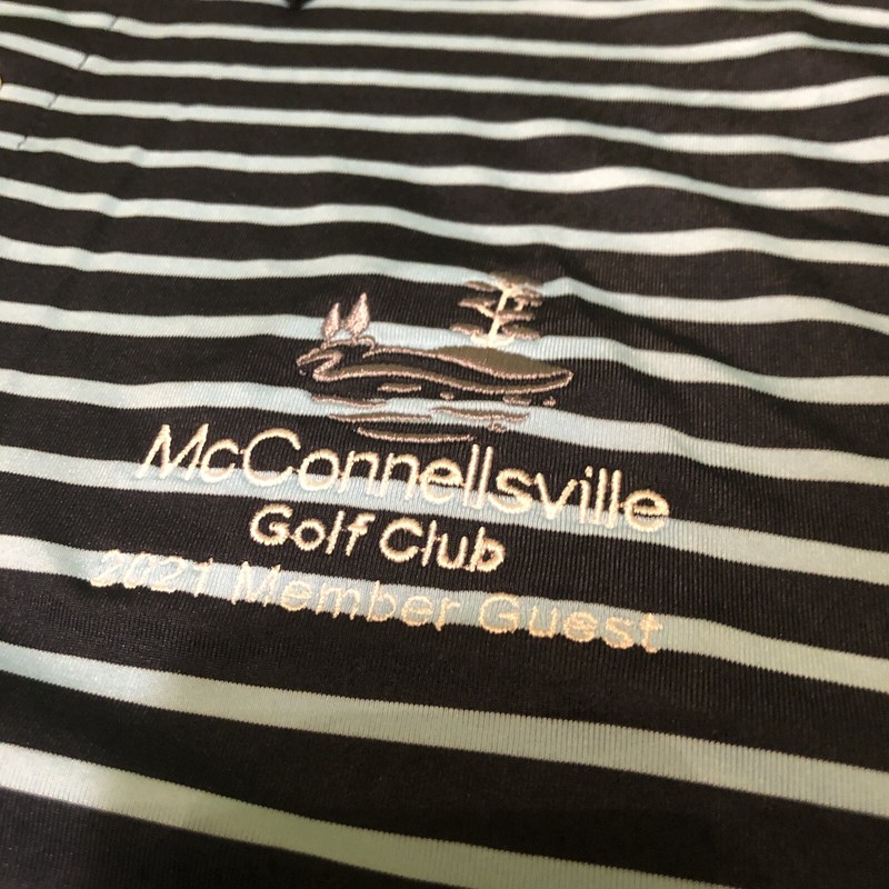NWT Footjoy Navy Lt Blue Stripe Golf Polo Shirt Guest Embroidered Mens Large gallery