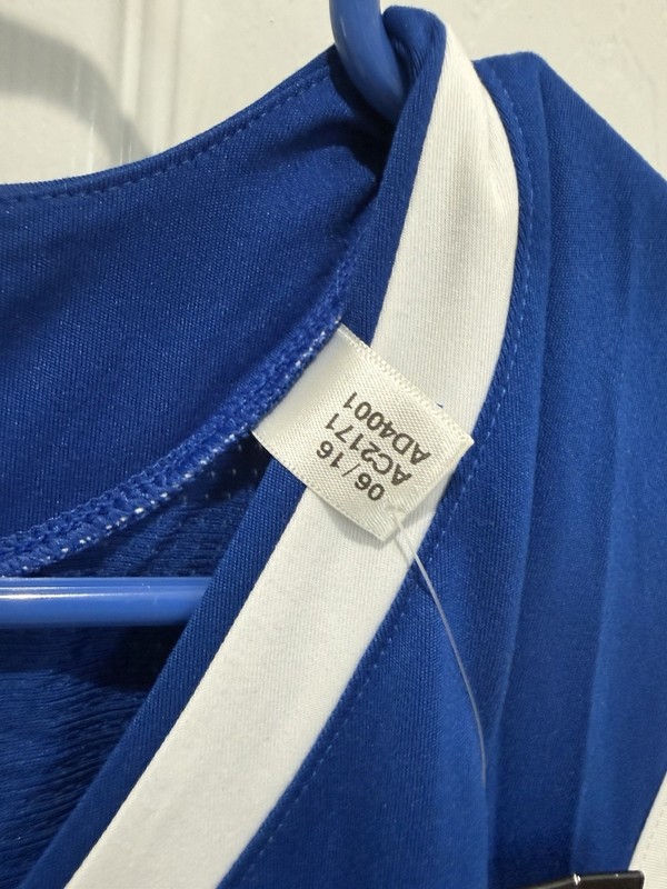 adidas Men’s Basketball Jersey Tank XL Blue/White Mesh Polyester V-Neck 7396A gallery