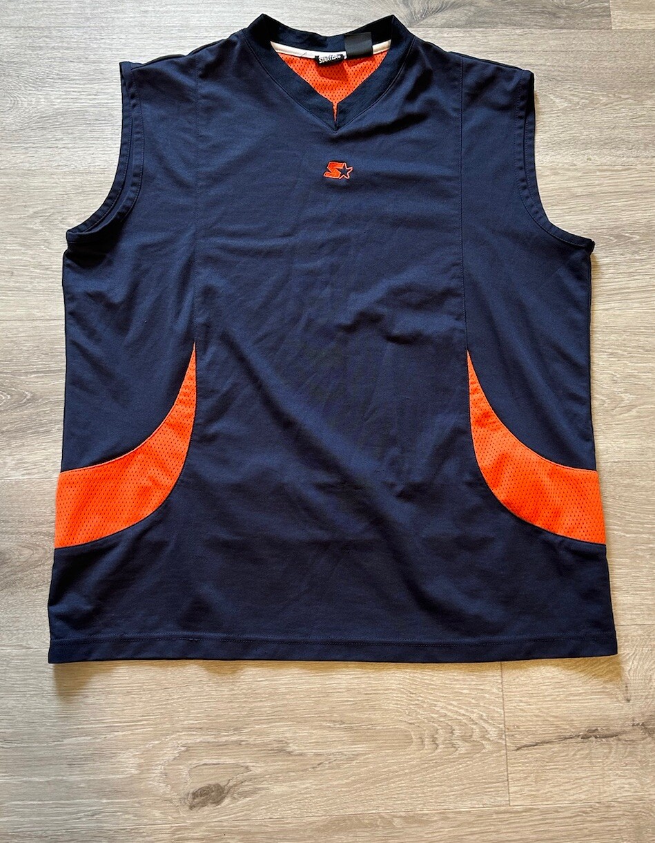 VINTAGE Starter Jersey Shirt Men Large Dark Blue Orange Tank Top Basketball gallery