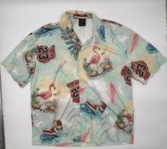 Jordan Essentials Mesh Camp Shirt Mens L Sail Flamingo All Over Print IB3007-133