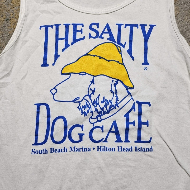 Vintage y2k Anvil The Salty Dog Cafe Shirt M Tank Top Muscle Beach Surf gallery