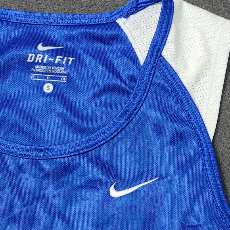 EUC Y2k Nike Dri-FIT Men-S Royal Blue White Mesh Back Running Tank Top Singlet gallery