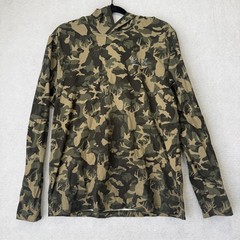 BUX Hoodie Shirt Mens Medium Green Camo Long Sleeve Lightweight Hunting Top