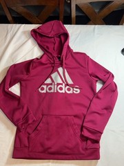 Adidas Women’s Magenta Glitter Logo Pullover Hoodie Size S