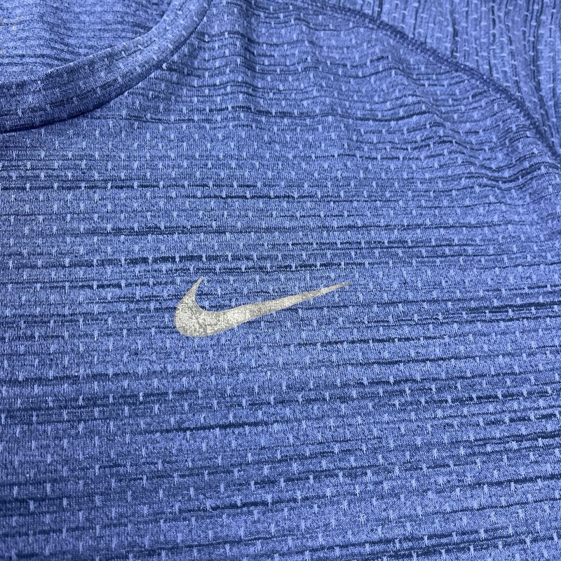 Nike Running Shirt Mens Large Blue Dri Fit Reflective Check Swoosh Training Jog gallery