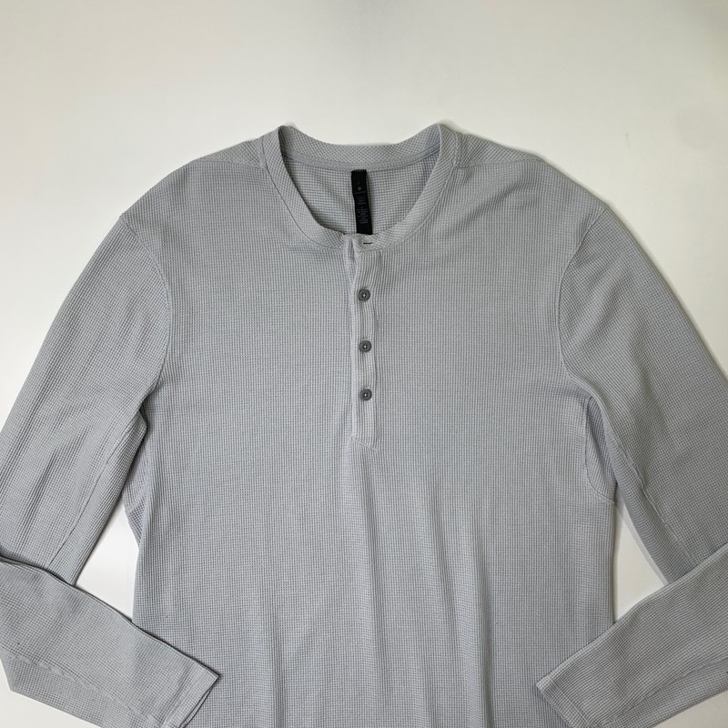 Lululemon Shirt Mens Large Lighthouse Shift Stich Henley Waffle Knit Long Sleeve gallery