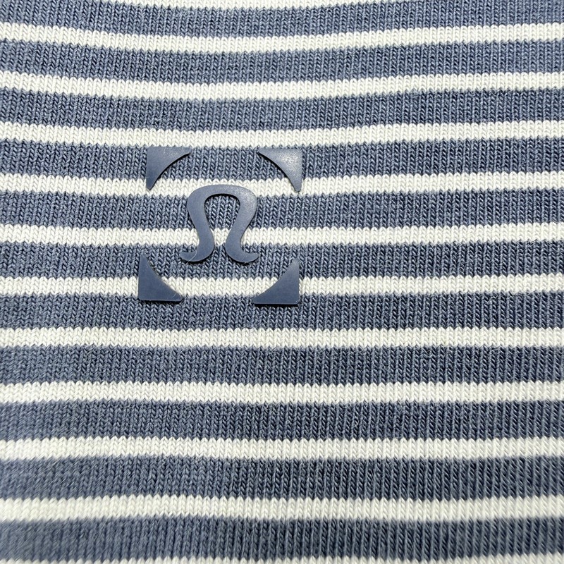 Lululemon 5 Year Basic Tee Mens Size M Gray/Blue Nautical Micro Striped Vitasea gallery