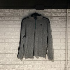 Adidas Quarter Zip Cuffed Sleeves Sweatshirt Gray Pullover Men’s Medium